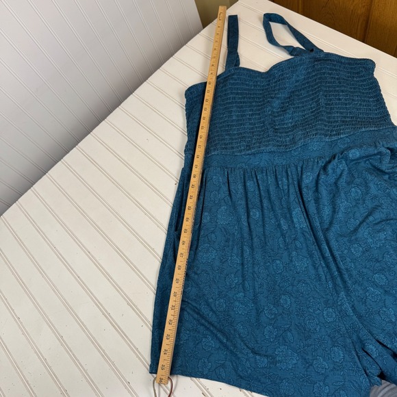 Torrid Smocked Tube Romper Legion Blue Floral Plus Size 1X 14-16 NWT 43625951 - Picture 6 of 15